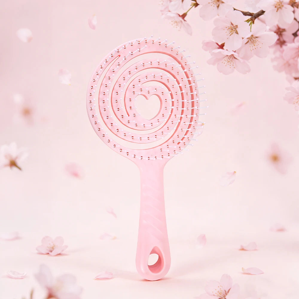 Sakura Pink Hair Brush Set – Round, Spiral & Paddle Brush Hair Brush Set Oasis Select YF033-pink-02