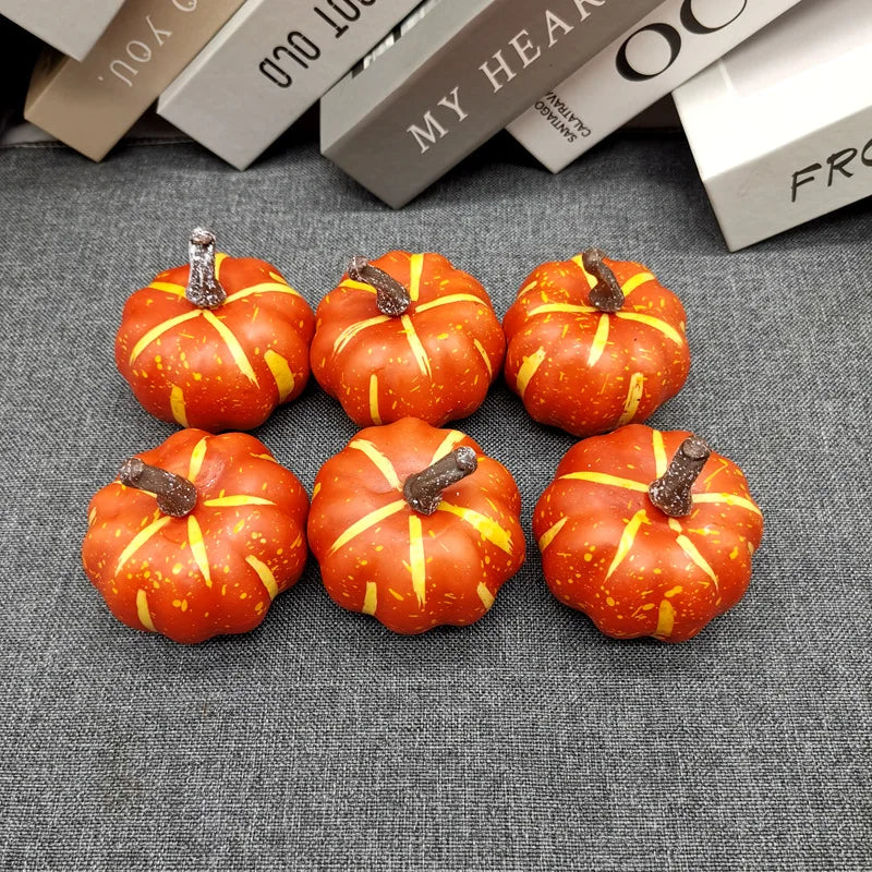 6/12pcs Simulated Pumpkin Decoration 6cm Vegetable Model Yellow / White Halloween Family Party Atmosphere DIY Decorations Oasis Select Orange-6PCS