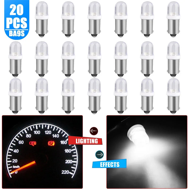 20Pcs T11 BA9S 3030 1SMD Led T4W Car Interior Dome Map Light License Plate Reverse Parking Lights Bulb Auto Door Lamp White 12V Oasis Select Default Title