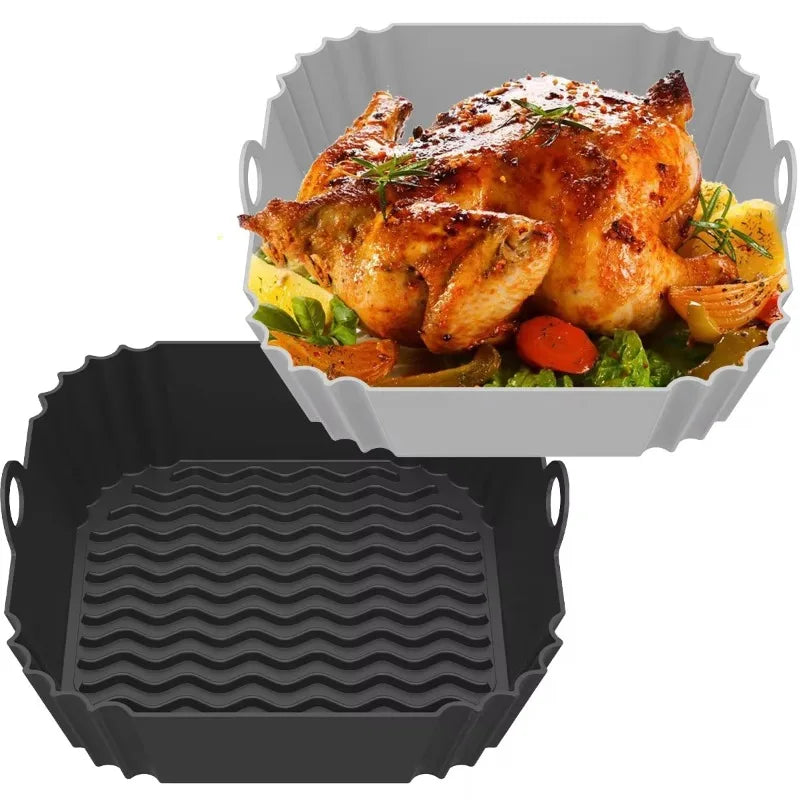 1PC Hot Sale Air Fryer Silicone Baking Tray High Temperature Resistant Foldable Easy Clean Round Silicone Baking Mat Oasis Select