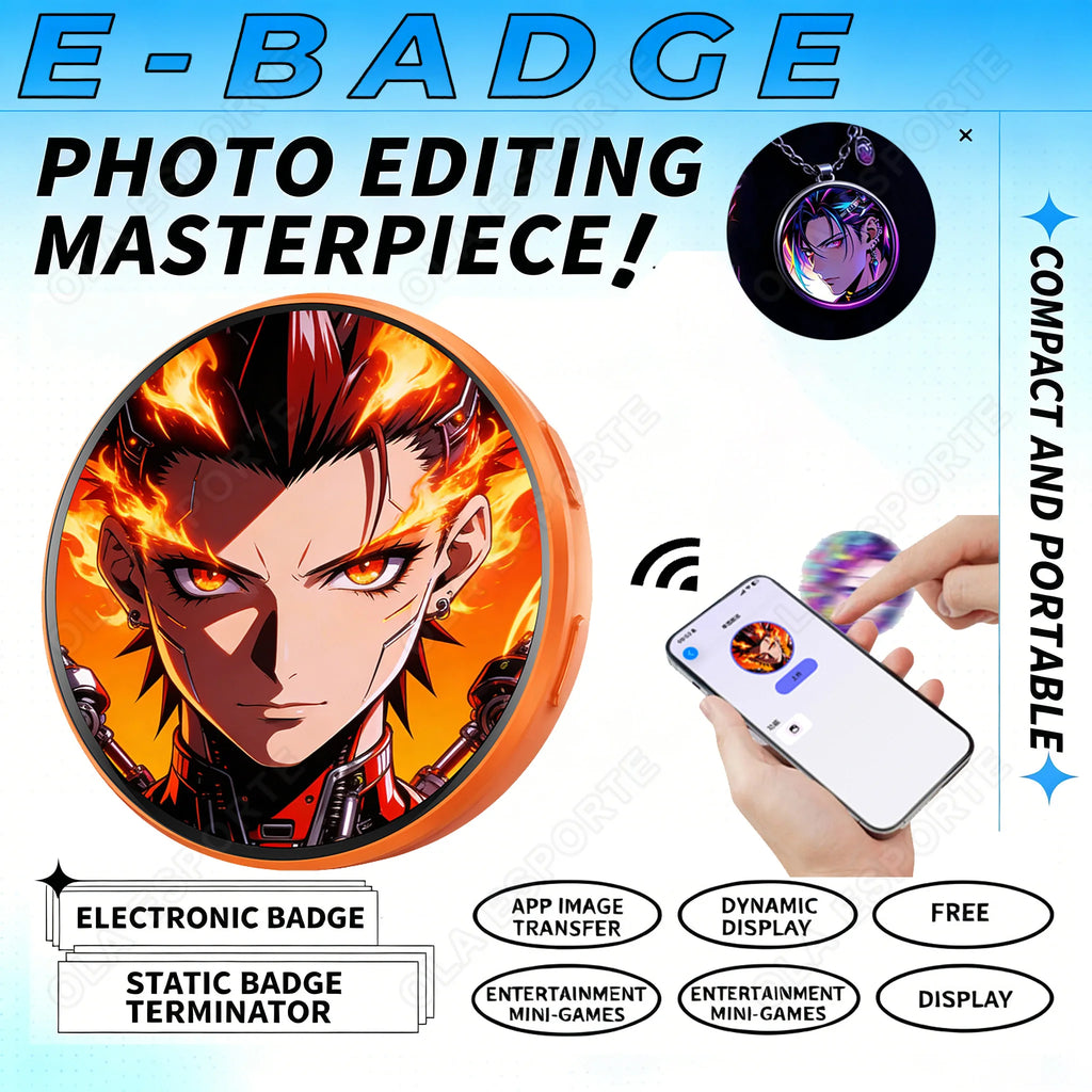 Anime E-Badge Display Pin | 1.5″ Touch Screen LED Smart Badge