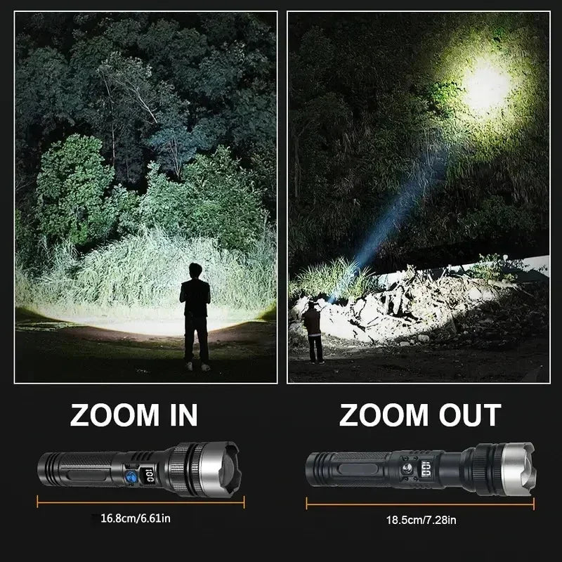 High Strong Power Led Flashlights USB Rechargeable Tactical Light Emergency Spotlights Telescopic Jetbeam Built-in Battery Torch Oasis Select
