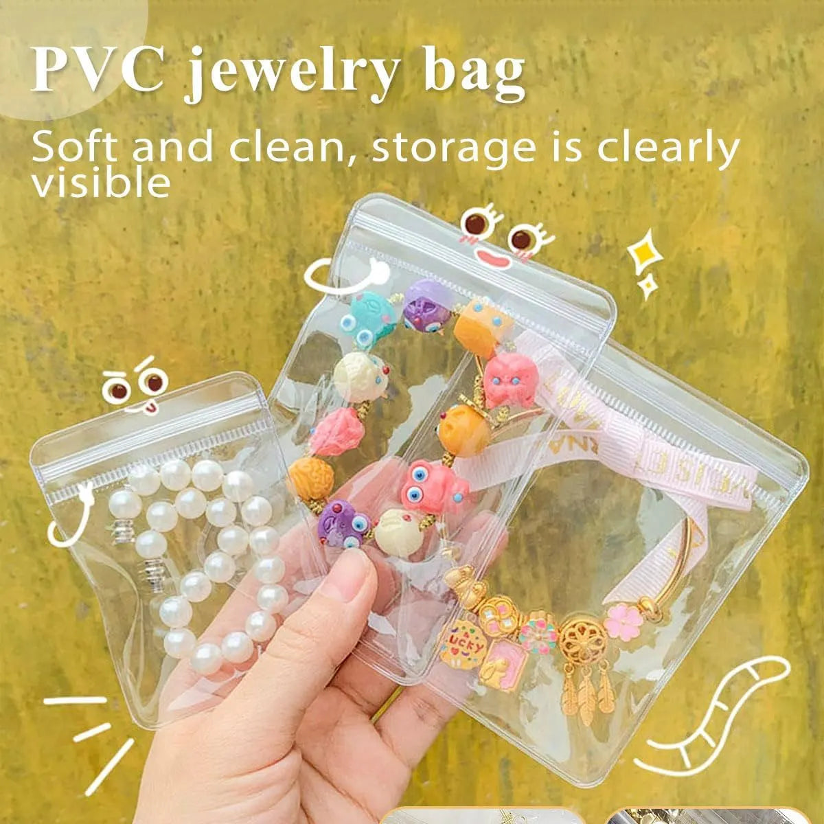 20pcs,Transparent PVC jewelry bag, jewelry zipper storage bag, ring, earring, necklace anti-oxidation packaging bag Oasis Select