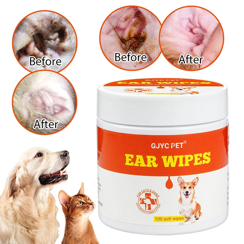 Pet Ear Wet Wipes Dog Ear Odor Remover Anti Ticks Mites Relieve Itching Non Toxic Against Infection Cat Ear Cleaning Paper100pcs Oasis Select Default Title