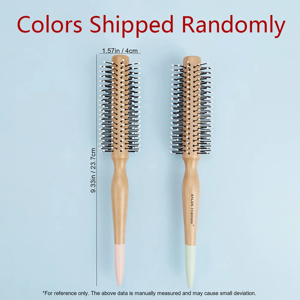 Natural Wood Round Curling Brush – Anti-Static Nylon Bristles Round Curling Brush Oasis Select Round Comb-12