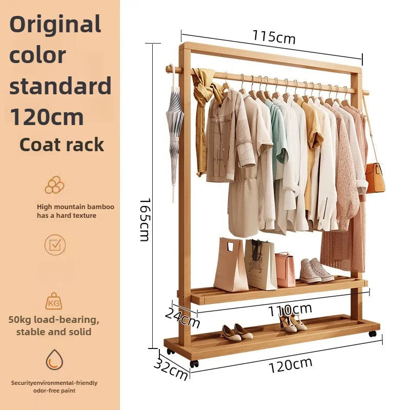 Multi-functional Hanging hanger Floor-to-ceiling bedroom Simple hanger Removable coat rack sturdy and durable Oasis Select Log color H