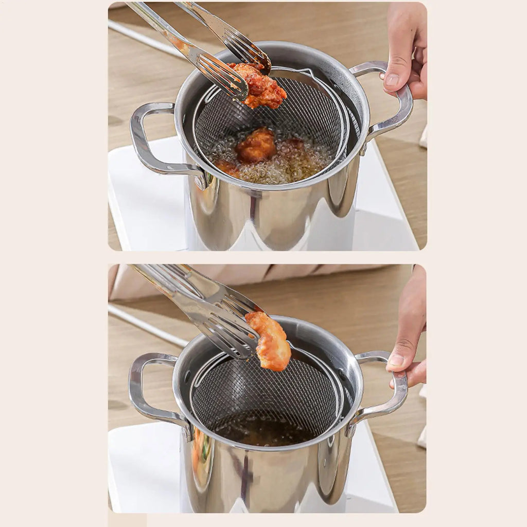 4L Stainless Steel Deep Fryer Oil Save Potato Chip Frying Pot Vegetable Noodle Stewing Pot with Strainer Chicken Cooking Tools Oasis Select