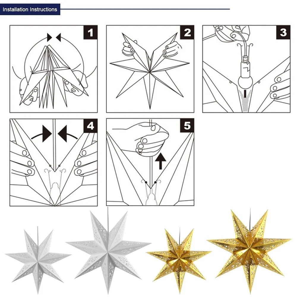 45cm Hollow Star Paper Christmas Lantern Hanging Light Cover