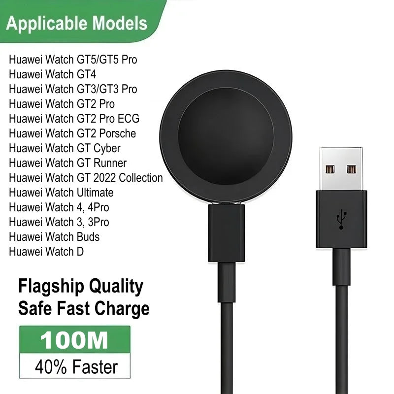 Huawei Watch Charger Base – GT5 GT4 GT3 GT2 Pro & Honor Series Smartwatch Charger Oasis Select Black With Cable-A