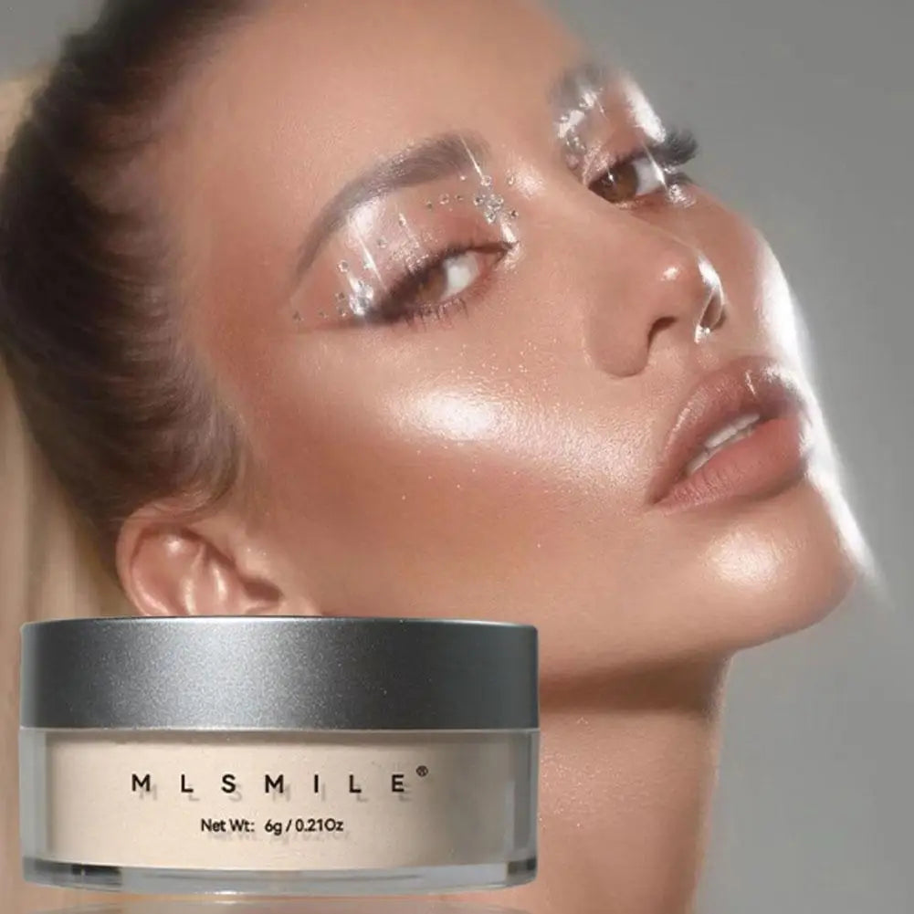 MLSMILE Glitter Loose Setting Powder Oil Control Hide Pore Lasting Concealer Shimmer Face Powder Pearlescent Matte Face Makeup Oasis Select