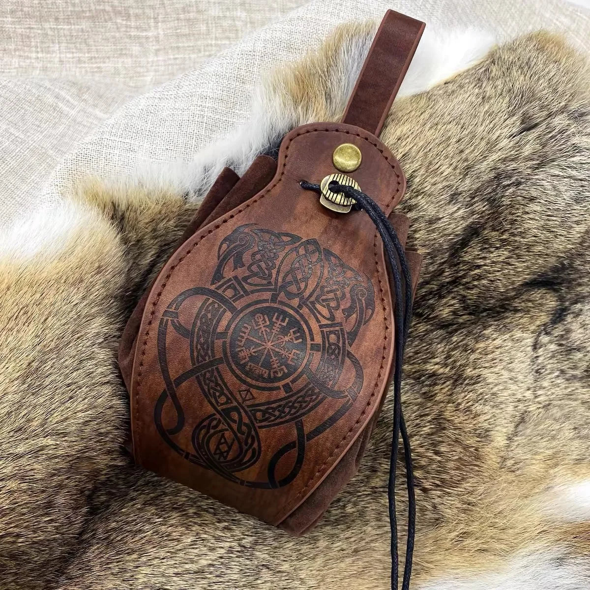 PU Leather Celtic Dice Bag Pouch | D&D RPG LARP Medieval Gift