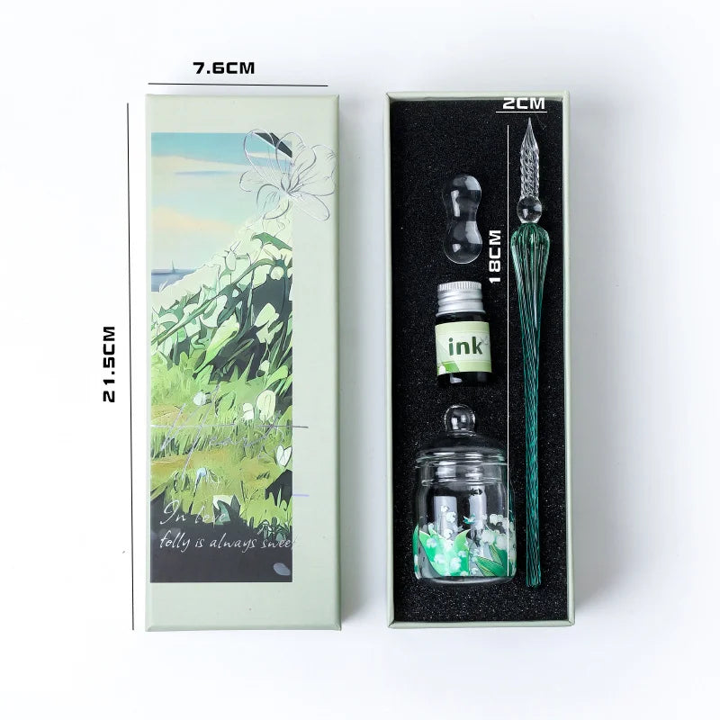 Starry Sky Glass Pen Set Signature Pen Crystal Student Dip Pen Glass Dip Pen Stationery Gift Pen Oasis Select 17