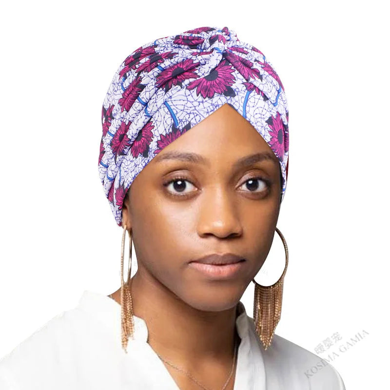 Fashion Printed Knot Turban Headwrap for Women Soft Chemo Cap Muslim Hijab Beanie Headscarf for Hair Loss and Daily Style Oasis Select