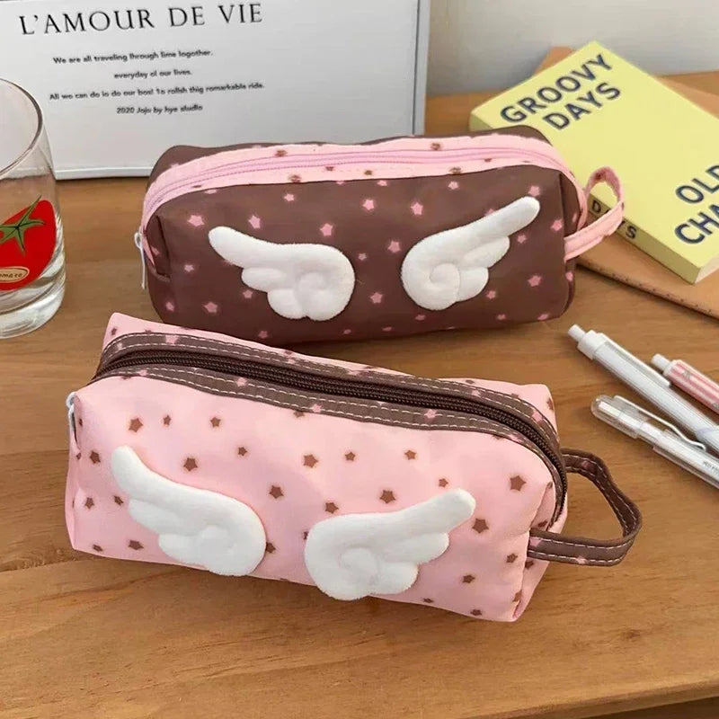 1Pcs New Cute Angel Wings Pencil Bag School Students Large Capacity Pen Case Oasis Select
