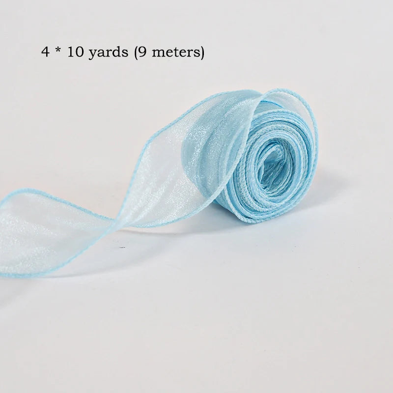 10yards Roll Silk Ribbon 40mm Satin Ribbon Organza Ribbons Gift Wrapping Handmade Wedding Birthday Party Decor Bow Diy Craft Oasis Select Blue 10Yards