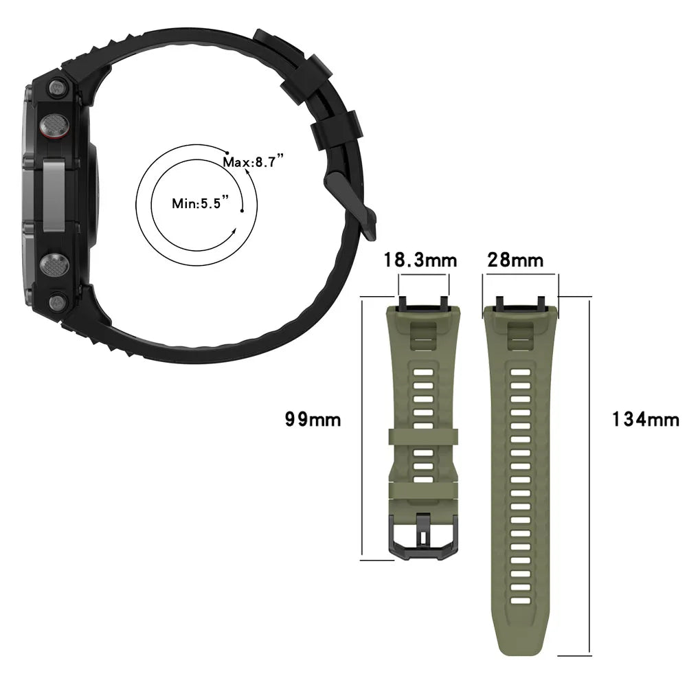 Silicone Watch Band & Case for Huami Amazfit T-Rex 3 Smartwatch Band & Case Oasis Select