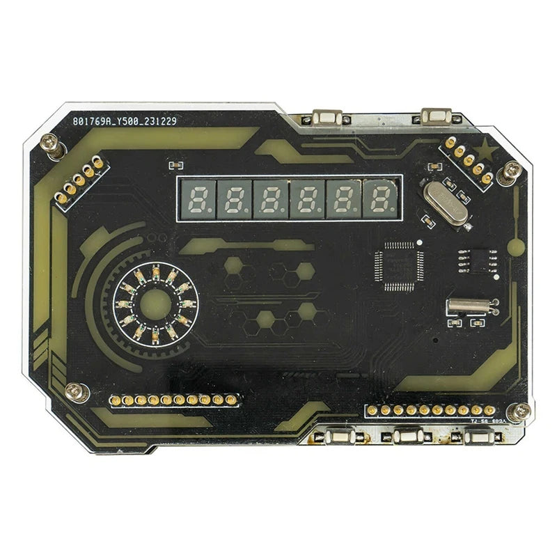 WISH Desktop Digital Clock Electronic DIY Kit Cyberpunk Innovation Clock Soldering Fabrication Kit Gaming Desktop Ornament Oasis Select Photo Color