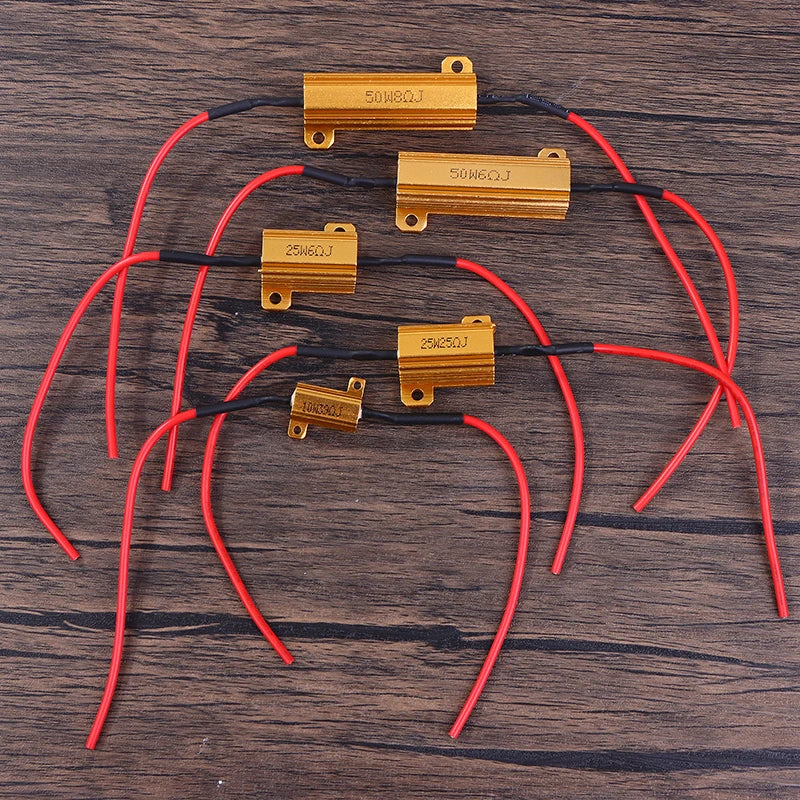 2Sets Car LED Canbus Decoder 10/25/50W 6/8/25/39Ohm Load For Auto Turn Signal Lantern License Plate Lamp Resistors Resistance Oasis Select