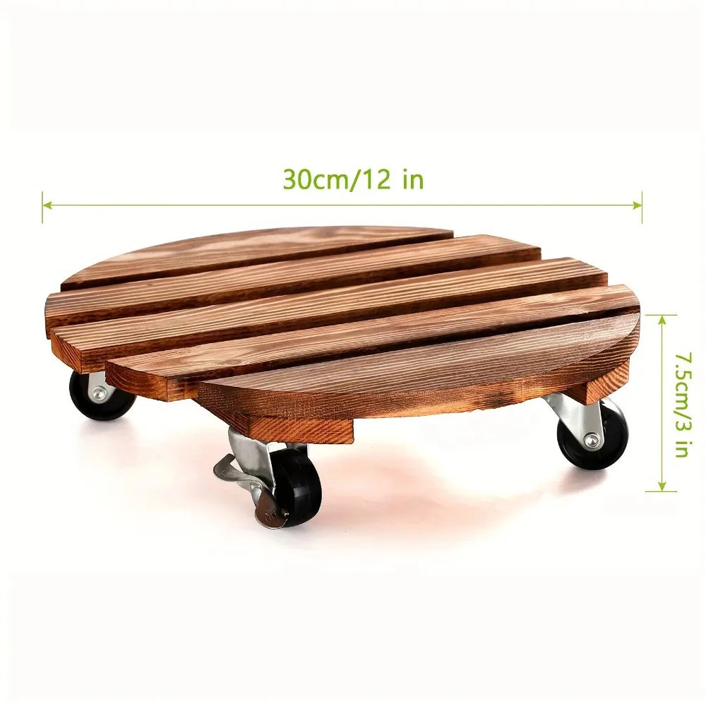Rolling Plant Stand with Wheels, Heavy Duty Metal Round Flower Pot Holder, Lockable Casters for Indoor Outdoor Patio, Movable Oasis Select