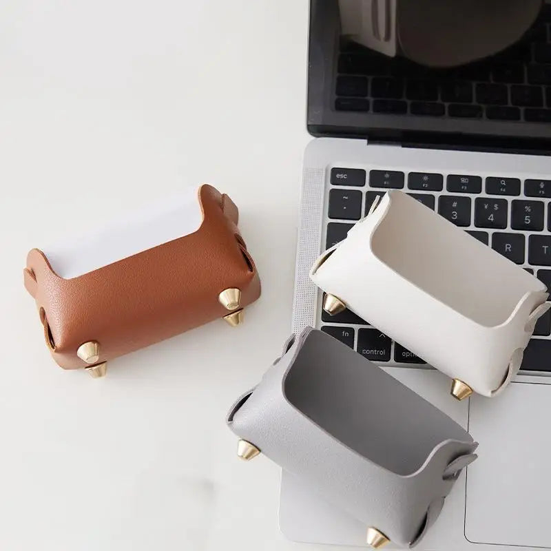 PU Leather Desktop Business Card Holder & Sign Display Stand