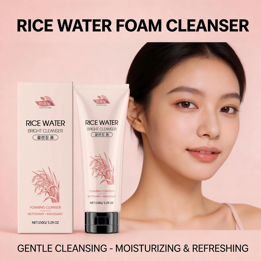 Rice Water Foam Facial Cleanser Deep Cleaning Skin Oil Control Moisturizing Brightening Shrink Pores Facial Cleanser Foam 150ml Oasis Select