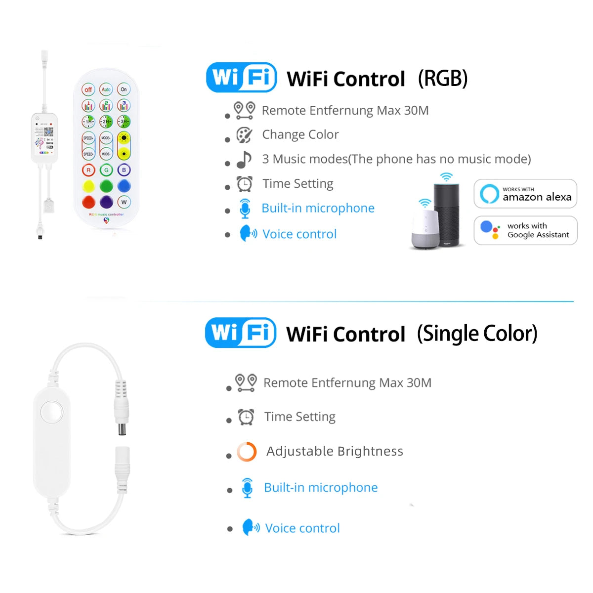 1-5M RGB/White/Warm LED Strip Neon Lights Smart WiFi Music Sync,Coloful Mood Light Tape for Game Room for Tuya APP Alexa Voice Oasis Select