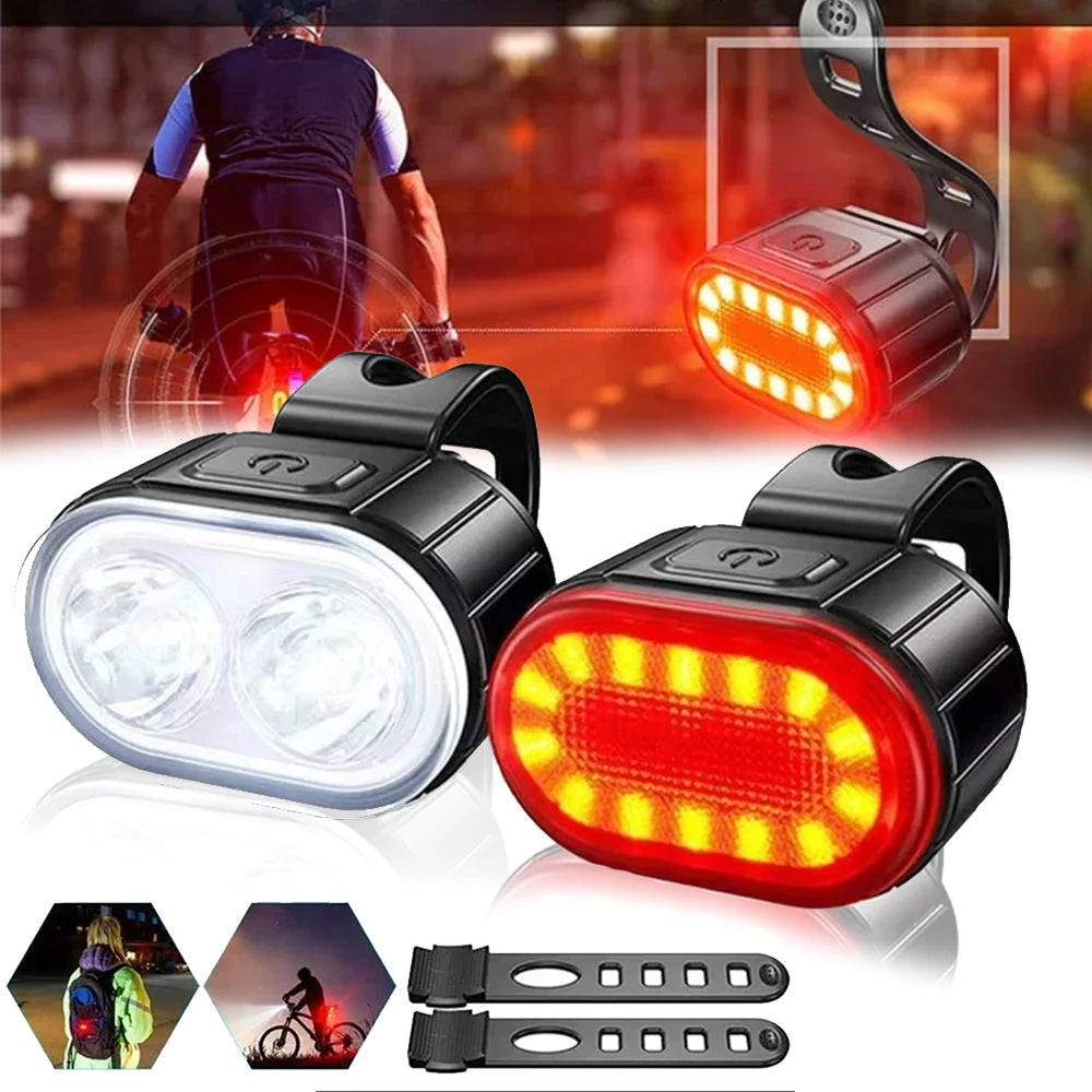 Cycling Bicycle Front Rear Light Set Bike Rechargeable Headlight Light MTB Waterproof Taillight LED Lantern Bicycle Accessories Oasis Select
