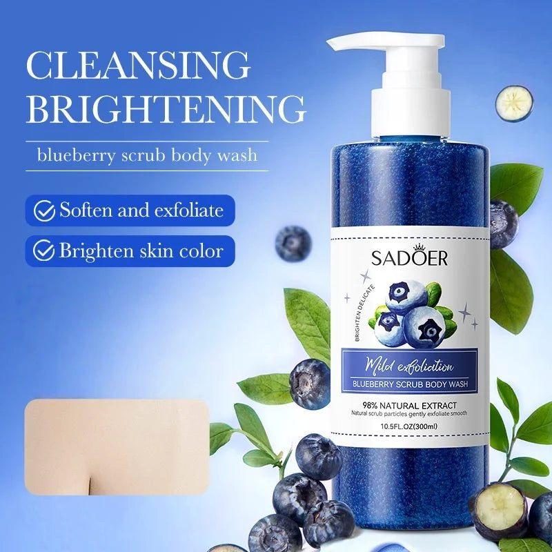 SADOER Blueberry Exfoliating Shower Gel 300ml | Brighten Skin Exfoliating Shower Gel Oasis Select