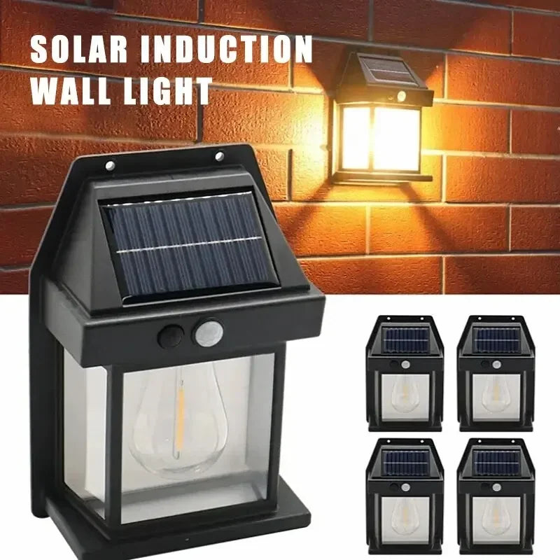 Waterproof Outdoor Solar Wall Lamp Tungsten Filament Lamp Induction Lamp Household Garden Wall Light Villa Lighting Night Light Oasis Select