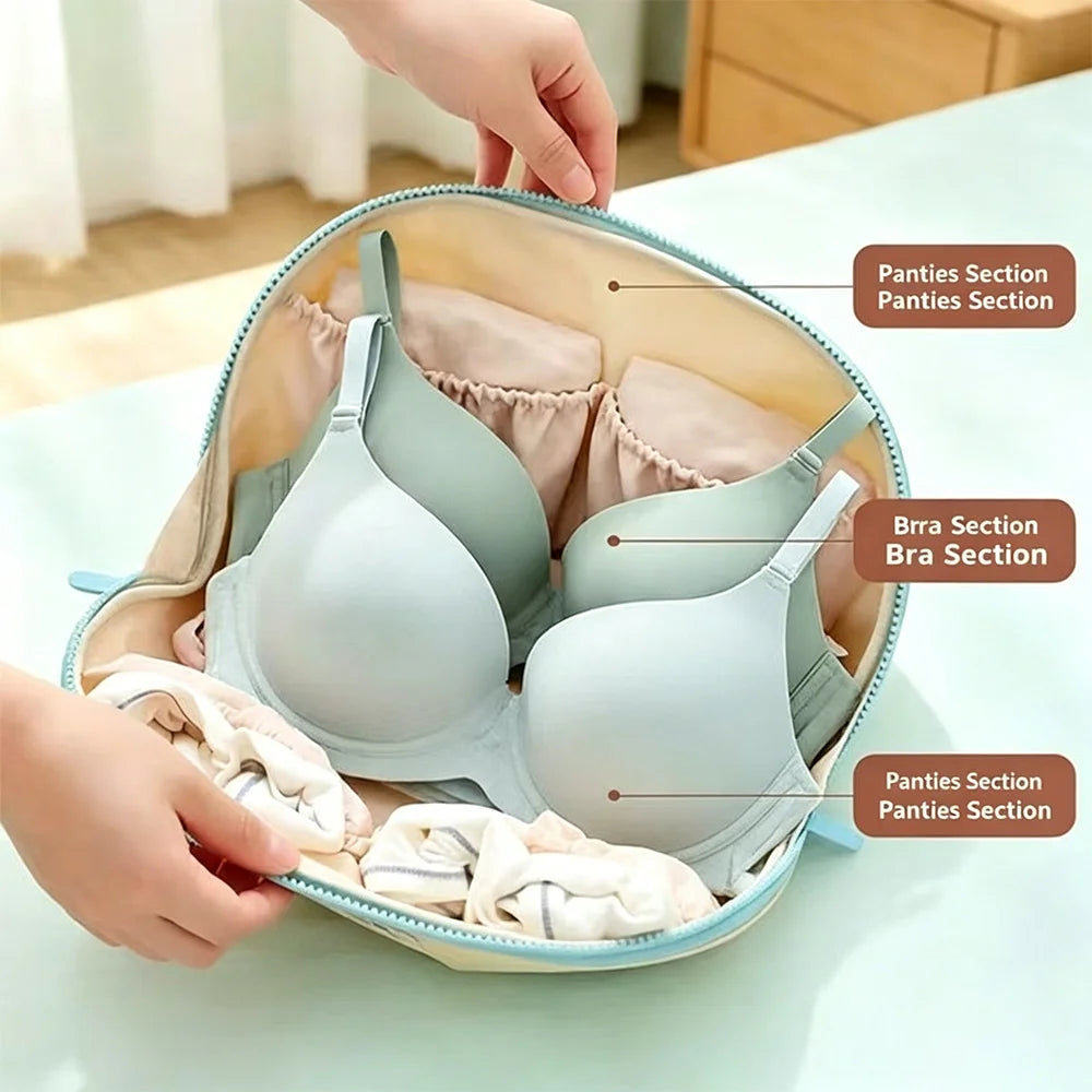 Portable Waterproof Underwear Organizer Bag Multi-Compartment Bra Lingerie Storage Pouch for Travel Luggage Business Trip Dorm Oasis Select