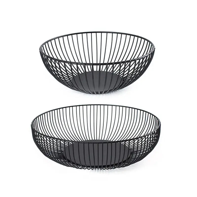 Black Storage Basket Creative European Fruit Snacks Candy Basket Desktop Bedroom Kitchen Fruit Basket Decorations Iron Hollow Oasis Select