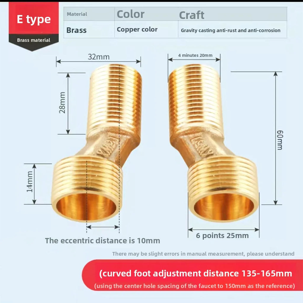1pcsStainless Steel Angled Curved Foot 360° Rotatable Angle Adjustment Shower Faucet Adapter Wall Mounted Eccentric Screw Corner Oasis Select E 1pcs