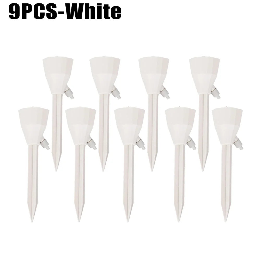 3/6/9Pcs Adjustable Drip Irrigation System Indoor Outdoor Potted Plants Automatic Self-flowing Watering Spikes Gardening Tools Oasis Select White-9PCS