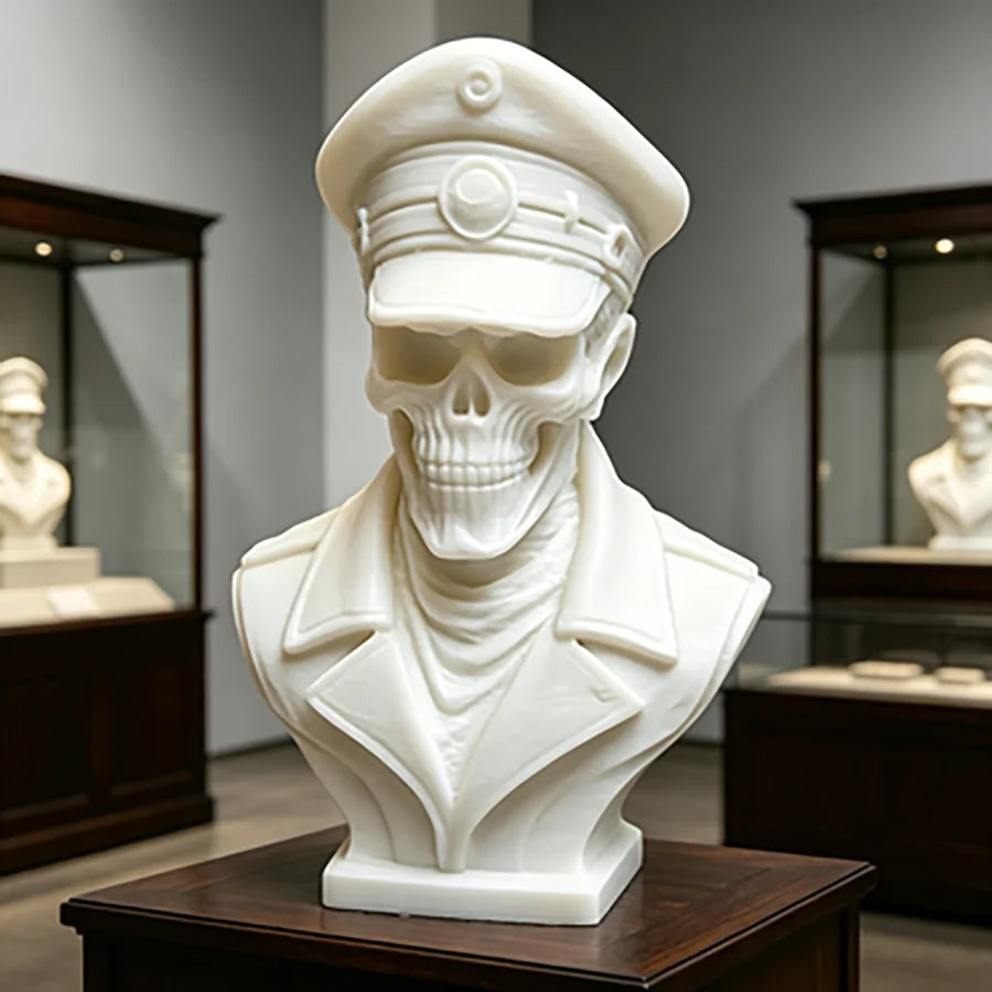 3D Printed Eternal Underworld Guardian Officer Statue Undead Warden Skeleton Figurine Gothic Desktop Collectible Decor Gifts Oasis Select Pure White