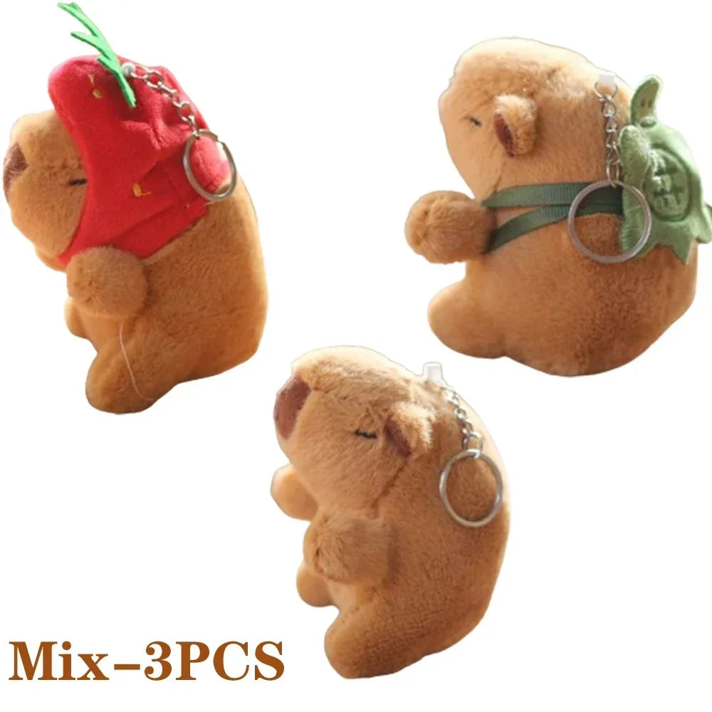 1-20PCS Cartoon Capybara Pendant Plush Toy Doll Bag Hanging Ornament Cute Kapila Keychain Doll Desktop Doll Ornament Car Pendant Oasis Select Mix-3PCS