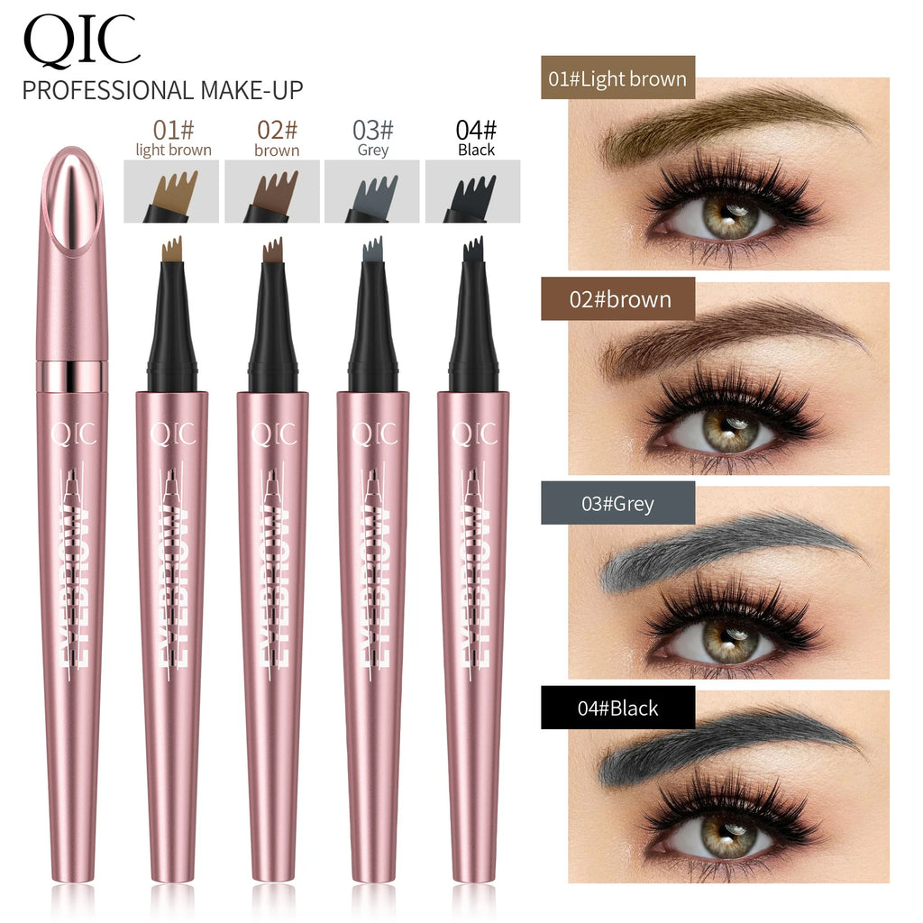 QIC 4-Fork Tip Microblading Eyebrow Pen – Waterproof & Natural