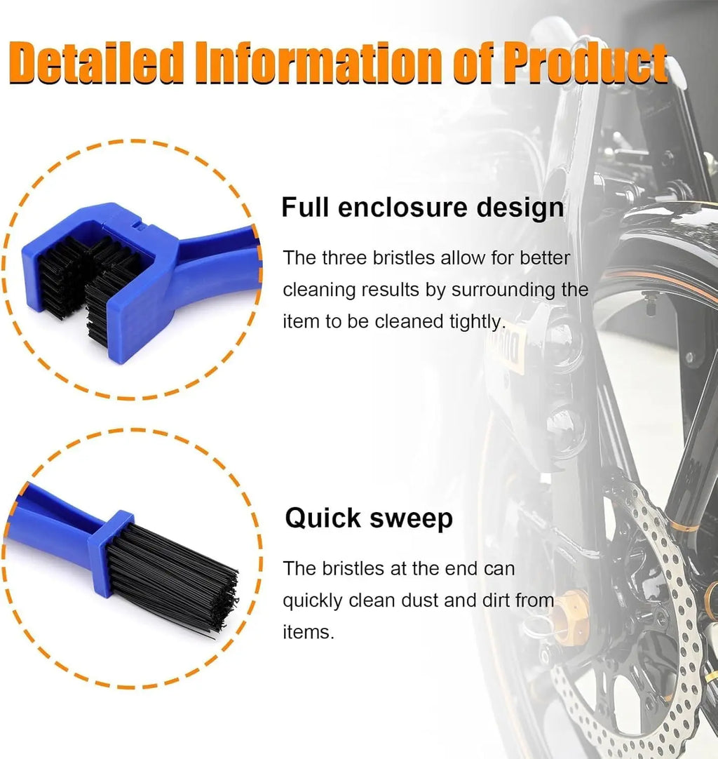 Bike Chain Cleaner Motorcycle Chain Brush Double Ended Nylon Bristles Bike Gear Maintenance Easy Scrub Durable Tool Oasis Select