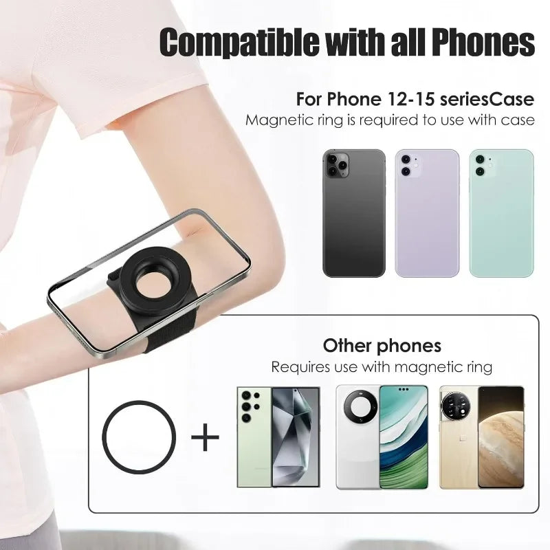 Strong Magnetic Suction Bracket Running Phone Holder Mobile Phone Holder Wrist Strap Arm Dedicated for IPhone 15 Pro Max Samsung Oasis Select