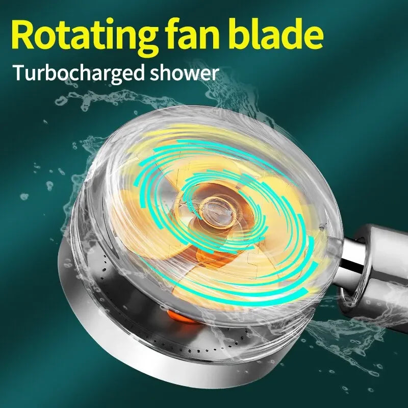 Propeller Shower Head Rainfall High Preassure Water Saving Bathroom Accessary Pressurized Nozzle Universal Adaptation Oasis Select