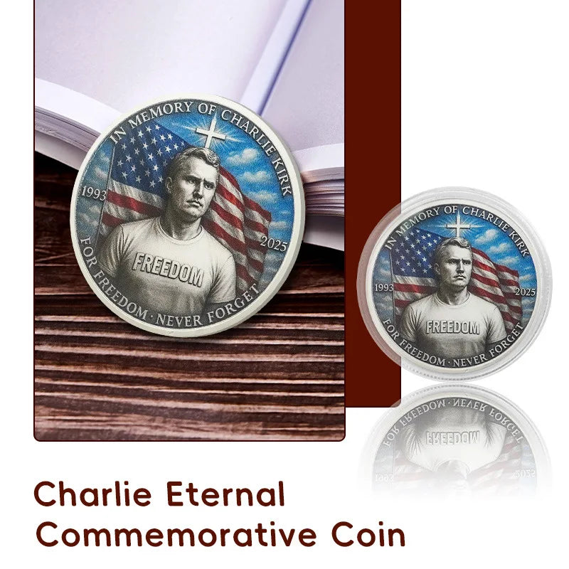 1Pcs Charlie Kirk Commemorative Coin Fan Collection Freedom Faith Gifts Metal Safety Material Portable Atmosphere Oasis Select
