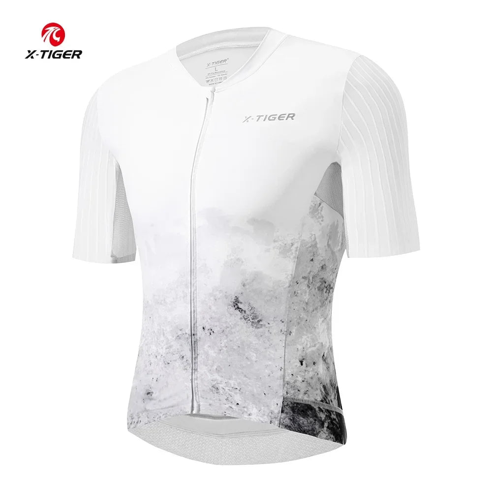 X-TIGER Professional Cycling Jersey Summer Breathable Sports Short Sleeve Shirt Men's TMB Road Bicycle Clothes Racing Jersey Oasis Select Ink Black Asian-XXXL