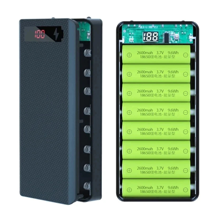8/10*18650 Power Bank Battery Box Holder Portable Dual USB Type C Charge Shell for iPhone Xiaomi Huawei 18650 Battery Cases Oasis Select