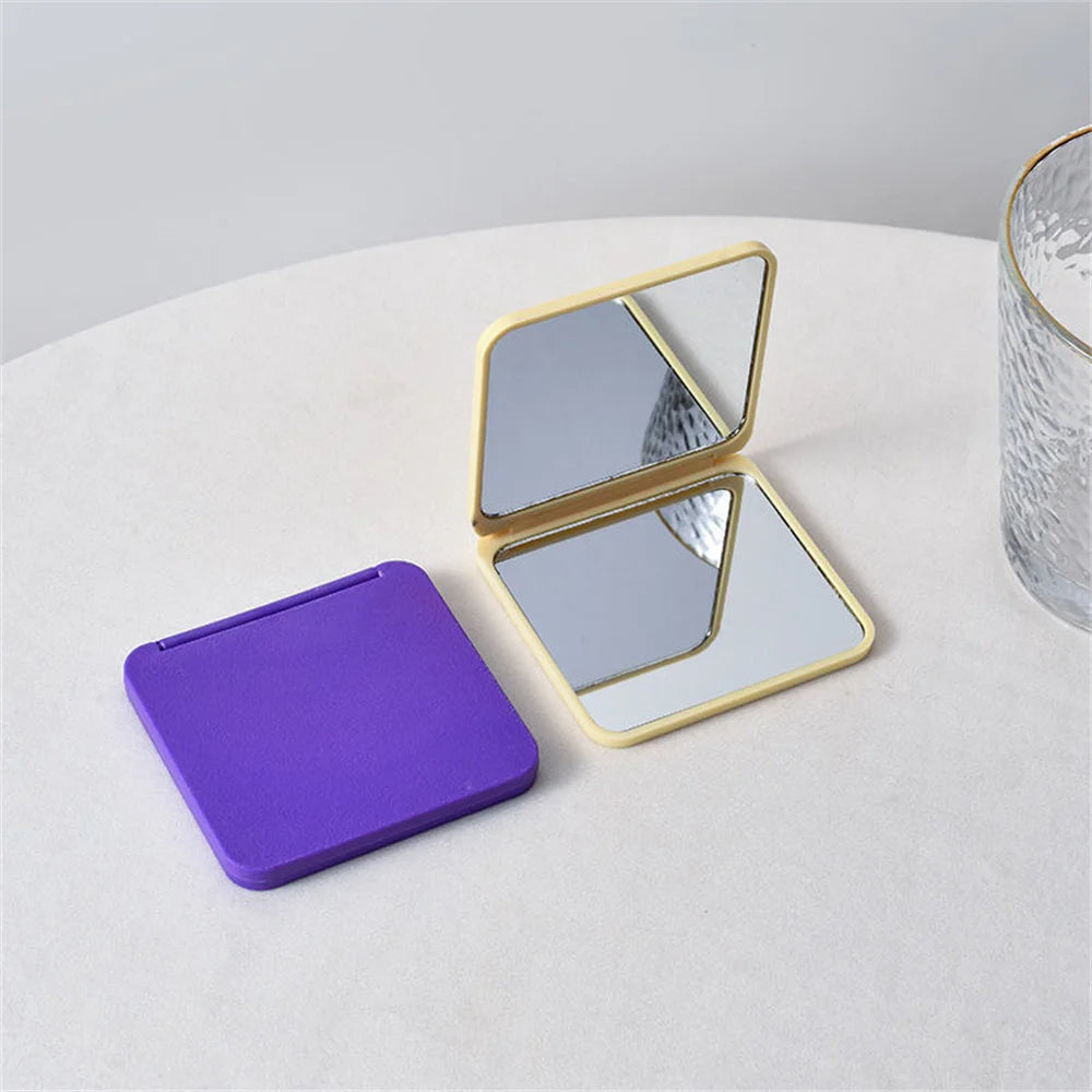 2-Face Makeup Mirror Square Portable Cute Girl'S Gift Hand Mini Mirror Pocket Double-Sided Makeup Mirror Compact Multiple Colors Oasis Select