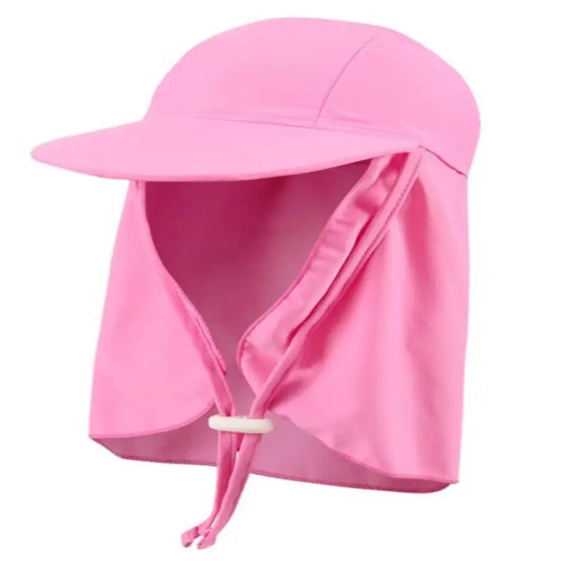 Multicolor Kids Anti-UV Sunscreen Hat Nylon Breathable Large Brimmed Hat Swimming Outdoor Ice Silk Hats Unisex Oasis Select Dark pink