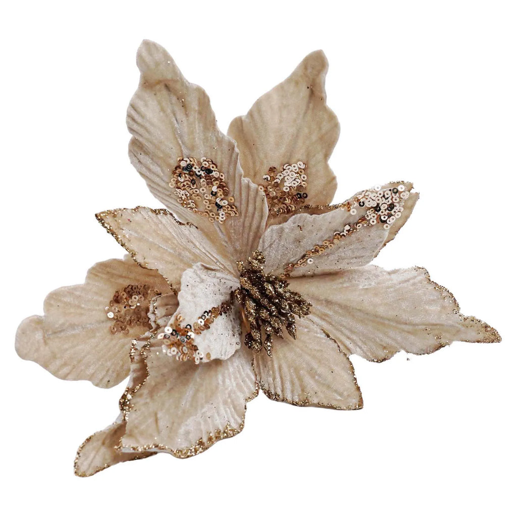 Christmas Tree Artificial Christmas Flowers Easy To Decorate High Quality Material Layered Spiky Petals Resistant To Deformation Oasis Select champagne China Mainland