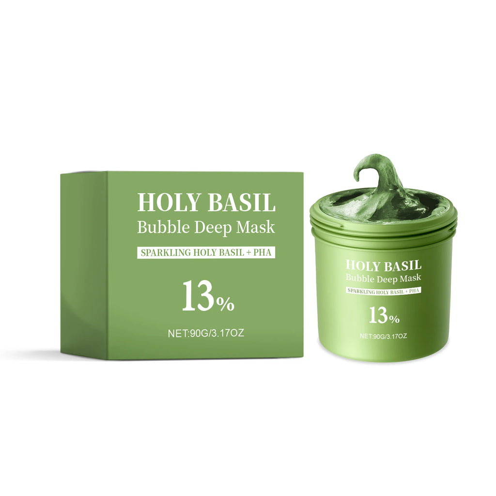 Basil Bubble Cleansing Mask Reduce Blackheads Purify Skin Oil Control Gentle Exfoliate Remove Pores Dirt Moisturizes Mud Mask Oasis Select 90g 90g