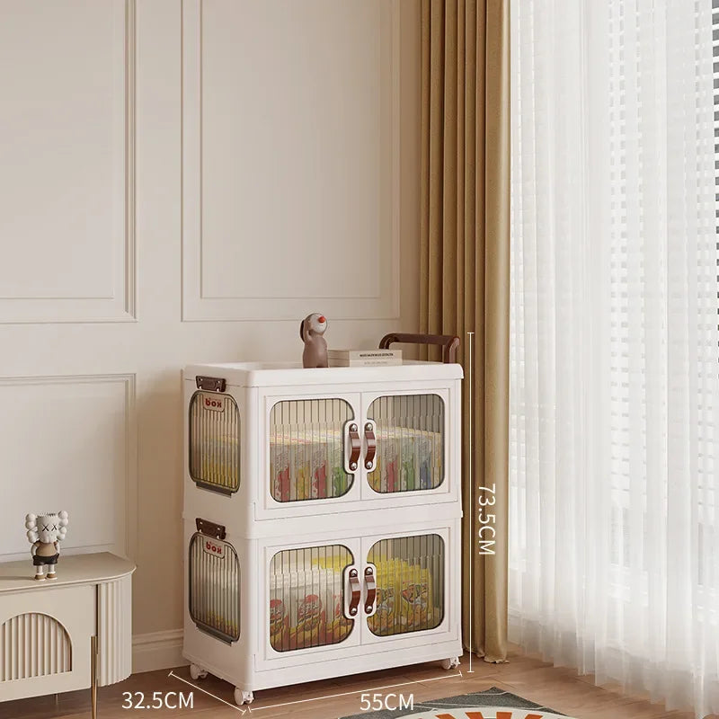 Light luxury cream wind cart storage cabinet, installation-free storage cabinet, double door multi-layer thickened storage box Oasis Select Large 2 floors