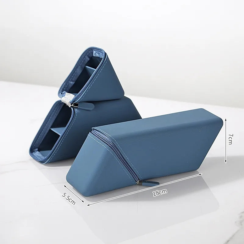 Silicone Pen Holder Foldable Students Pencil Case Large Capacity Expandable Pencil Cup for Desk Study & Office Portable Gift Oasis Select Blue