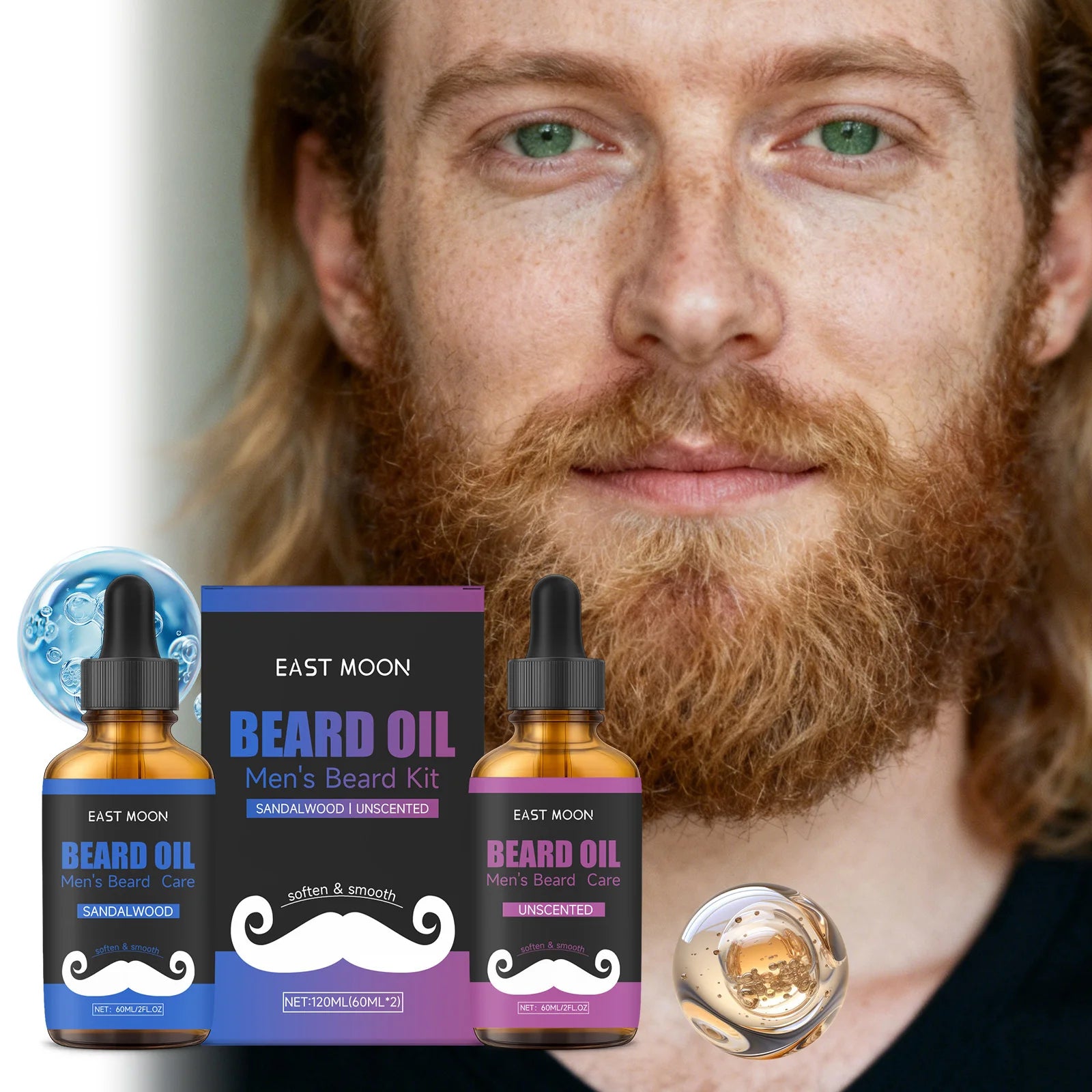 East Moon Beard Oil Kit – Unscented & Sandalwood 2x30ml Beard Oil Kit Oasis Select Default Title