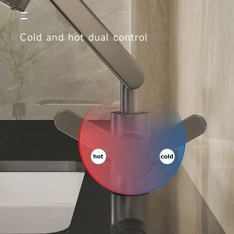 Rotating Dual-Mode Kitchen & Bathroom Faucet – Hot & Cold